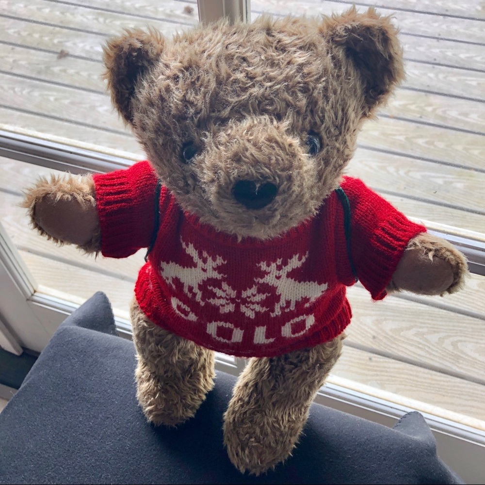 VINTAGE RALPH LAUREN POLO STUFFED TEDDY BEAR 15”